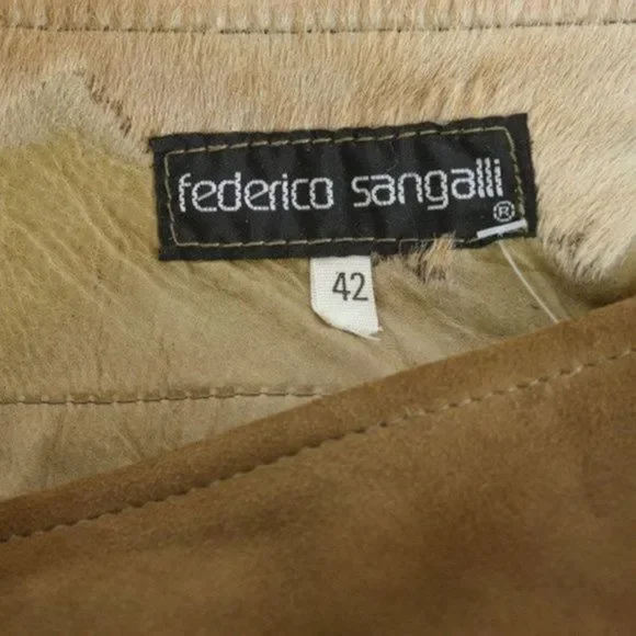 FEDERICO SANGALLI Brown Animal Fur & Leather Skirt